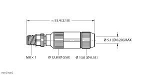 [U6578] Turck Actuator and Sensor Field Wireable, M8 × 1, Male, Straight (BS 5136-0)