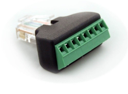 [HE200MJ2TRM] Adapter, RJ45 (8P8C) male to 8-position terminal strip.  Highly recommended for custom serial cables from MJ1 or MJ2 of XL Series OCS