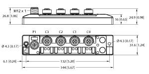 [100002596] Turck I/O Hub for connection of digital signals to IO-Link Master, 8 Universal Digital Channels, 4 M12 Ports (TBIL-S4-8DXP)