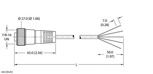 [U5137] Turck Actuator and Sensor Cordset, Connection Cable (RKM 56-10M)