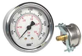 [50822934] Wika 212.53 Series Ready to Fill Pressure Gauge, 2.5" Dial, 0 ot 7500 psi (bar), 1/4 NPT Brass Back Mount, U-Clamp Panel Mount
