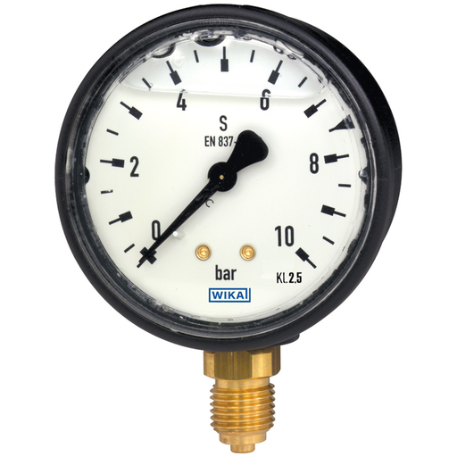 Wika 113.13 Series 2 or 2-1/2" Plastic Hydraulic Pressure Gauge, Liquid Filled, Brass Wetted Parts
