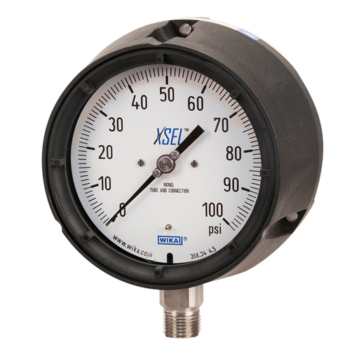Wika 26x.34 Series 4.5" Pocan XSEL® Process Gauge, Dry/Fillable, Monel® Alloy Parts
