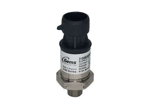 [3200T50CPS1P8R00] Gems 3200 Series Pressure Transducer, 0.5-4.5 V Ratiometric Output, 0-5000 PSI Range, SAE 6 (9/16˝-18 UNF 2A) Pressure Port, Deutsch DT04-4P Electrical Connection, w/ Restrictor (40 MOQ)