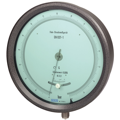 Wika 342.11 Series 10" Dry Aluminum Test Gauge, SS Wetted Parts, Transport Case & Acceptance Test Cert