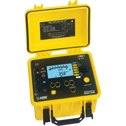 [2130.20] AEMC Megohmmeter Model 5050 (Digital, Analog Bargraph, Backlight, Alarm, Timer, 500V, 1000V, 2500V, 5000V, Auto DAR/PI/DD)