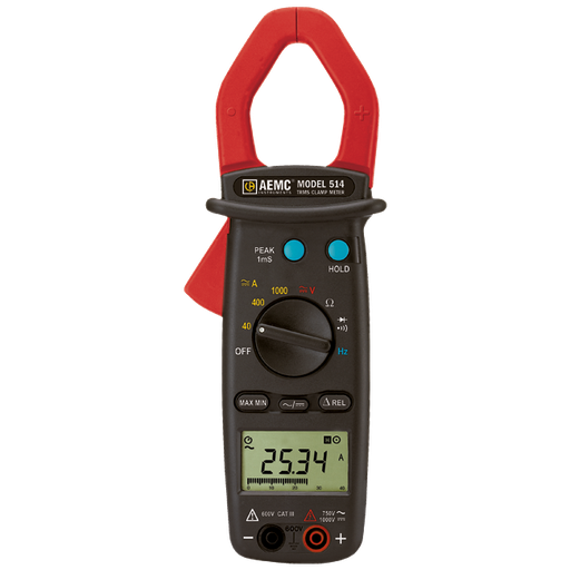 [2117.70] AEMC Clamp-on Meter Model 514 (AC/DC, TRMS, 1000AAC/DC, 750VAC/1000VDC, Hz, Ohms, Continuity)