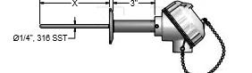 [R5T185L483-05-CIP-3-5-63] Pyromation CIP Sanitary-Connection RTD, Single 3-Wire, PP Head, 2-1/2" OD SS CIP Tri-Clamp