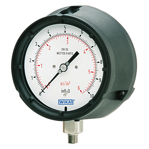 Wika 63x.34 Series 4.5" POCAN Low Pressure Capsule Gauge, Dry/Fillable, SS Wetted Parts