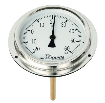 [42501052] Wika A2G-61 Series Bimetal Coil Analog Ventilation Duct Temperature Sensor, -20...+60ºC, 100mm