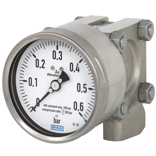 Wika 732.14 Series 4" or 6" All-Metal Media Chamber Pressure Gauge, SS Wetted Parts