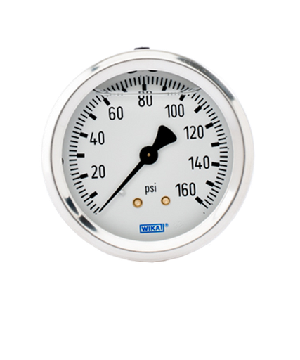 [52859695] Wika 213.53 Series Gycerin Filled Industrial Pressure Gauge, 2" Dial, -30 inHg to 0 psi, 1/8 NPT Brass Center Back Mount