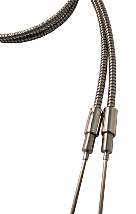 [4003-3676] Watlow RF Style RTD, Single 3-Wire, 1/4" OD, 4" SS Mineral-Insulated Sheath, 300" Fiberglass with Flex Armor Lead, Flex Hose Adapter Cold End