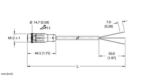 [100044709] Turck Actuator and Sensor Cordset, Connection Cable EKRB-A4.300-GU2K-10