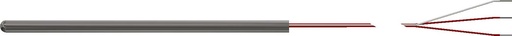 [R1T185L482-002-00-19-T3012-2] Pyromation RTD Spring-Loaded Assembly, Single 2-Wire, 1/4" OD, 2" Sheath, 12" FPM Leads (2" Split, 1/4" Stripped)  w/o Spring or Heat Shrink