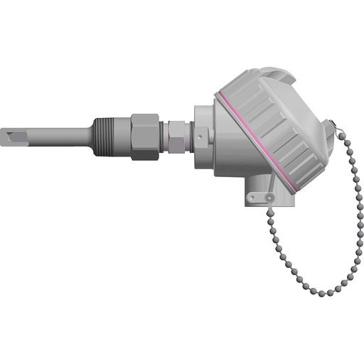[R1T185L483-004-SL-8HN31,T31-385U-S(0-300)F] Pyromation Spring-Loaded RTD, Single 3-Wire, 1/4" OD, 4" SS Sheath, Aluminum Head, T31 Transmitter