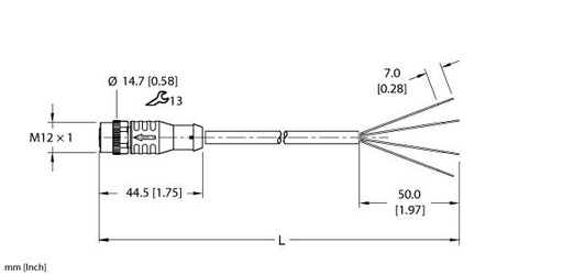 [100020998] Turck Actuator and Sensor Cordset, Connection Cable (EKRV-A4.400-GC2K-2)