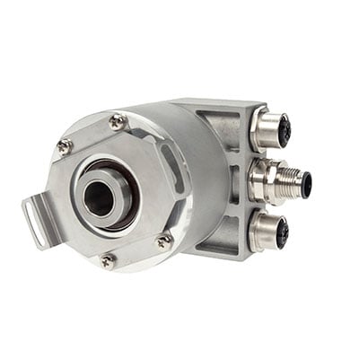 [AI25121235W2R] Dynapar AI25 EtherNet/IP Absolute Encoder, 12 Bit MT, 12 Bit ST, Hubshaft w/  Tether, 1/2" Hubshaft, Ethernet I/P, 7-30VDC,  Bus Cover with 3 M12 Connectors (1x Male + 2x Female)