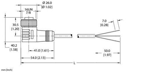 [U2310] Turck Actuator and Sensor Cordset, Connection Cable (WK 30-2M)