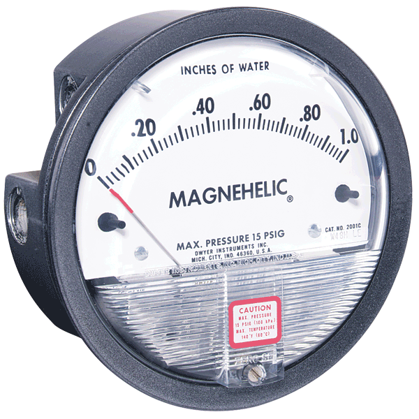 [2015-LT] Differential Pressure Gauge, 0-15" H2O Range, Minor Divisions .50", Low Temperature Option