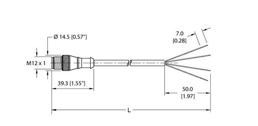 [U2097-05] Turck Actuator and Sensor Cordset, Connection Cable (RS 4.4T-0.6) 
