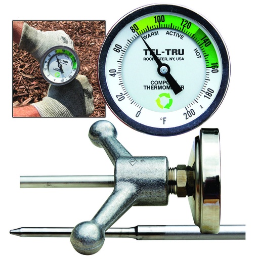 [341C6050AKRDAAA] Tel-Tru 3" Dial Thermometer, Back Connected, 0/200F, 1/2" NPT, 60" Stem