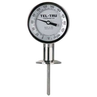 [3910BA50B6NEAAA-10] Tel-Tru 3" Dial Thermometer, Bottom Connected, 0/200F, 1.5" Sanitary Flange, 2.75" Stem