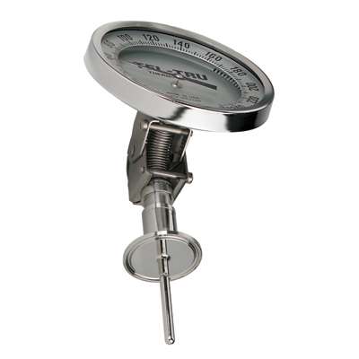 [41100252B6NAAAA-20] Tel-Tru 3" Dial Thermometer, Adjustable Angle Connected, -50/120F, 2.0" Sanitary Flange, 2.5" Stem