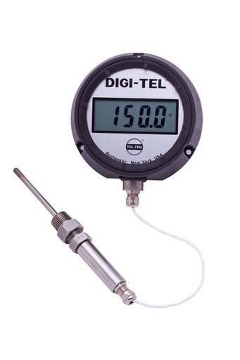 [ND4RB58215-P22042-C1005] Tel-Tru 4.5" Digital Thermometer, Remote Connected, -60/400C, 1/2" NPT Union, 4" Stem
