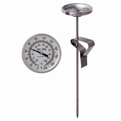 [23100563AFEADAA] Tel-Tru 2" Dial Thermometer, Back Connected, 50/400F, Recal Nut, 5" Stem