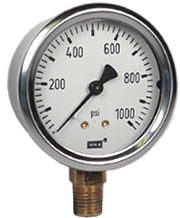 [52718992] 212.53 Wika Series Pressure Gauge, 2" Dial, 0-30PSI, G1/4B Brass Lower Mount, Dry Case