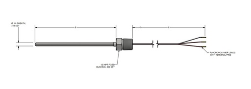 [R1T185L283-005-00-8HN49,I] Pyromation 3 Wire RTD, 5 Inch W/ Aluminum flip top head