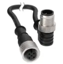[814968] Banner Cordset: Double-Ended M12; 4-pin Straight Female A-Code; 4-pin Right-Angle Male A-Code Connectors; 2 m 6.56 ft) Black PVC Jacket; Nickel-Plated Brass Coupling Nuts (BC-M12F4-M12M4A-22-2)