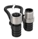 [814977] Banner Cordset: Double-Ended M12; 4-pin Right-Angle Female A-Code; 4-pin Right-Angle Male A-Code Connectors; 2 m (6.56 ft) Black PVC Jacket; Nickel-Plated Brass Coupling Nuts (BC-M12F4A-M12M4A-22-2)