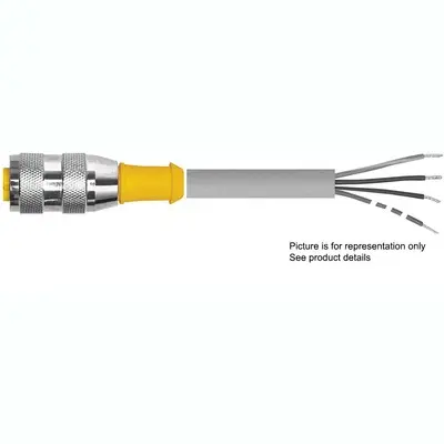 [U0930-80] Turck RK 4.4T-5/S760/S771 Single-ended mating cable / cordset - black moulded plug body/4 pin M12 Female x flying lead, 5m length