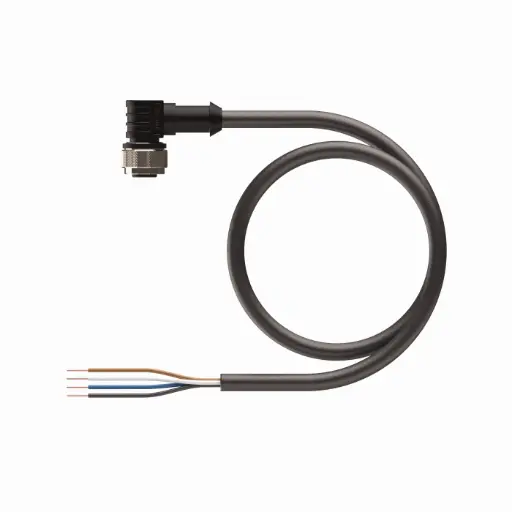 [U-34265] Turck WK 4.4T-2/S760/S771 Single-ended mating cable / cordset - black moulded plug body /  4 pin M12 Female Right Angle x flying lead, 2m length