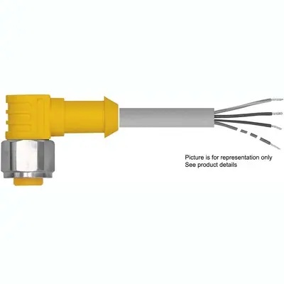 [100009343] M12, 8 Pin Female right angle by flying lead, 2m length Turck Actuator and Sensor Cordset, Connection Cordset (WKC 8T-2)
