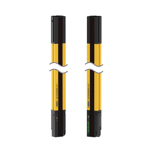 [83731] Banner EZ-SCREEN Low Profile Pair; Resolution: 14 mm; Response (Tr): 31.5 ms; Beams: 125; Range: 0.1-7 m (4 in - 23 ft); Height: 1250 mm (49.2 in); 300 mm (1 ft) 8-pin M12 Pigtail QD (SLPP14-1250P88)