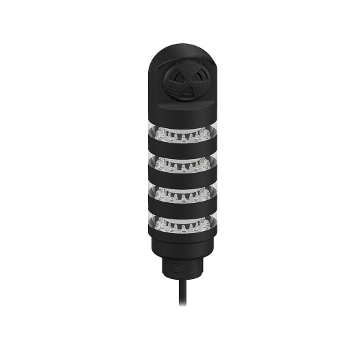 [93841] Banner TL50 Beacon Tower Light, Gray Housing: 4-Color Sealed; Loud Pulsed Audible Indicator; Voltage: 12-30 V dc or 24 V ac; Environmental Rating: IP67; Input: Bimodal; Colors: White flash Blue flash Yellow flash Red flash; 2 m (6.5 ft) Integral Cable (TL50BLW2B2Y2R2ALS3C)
