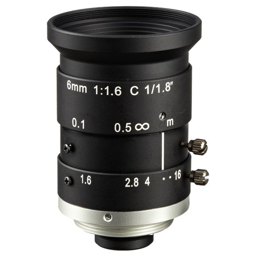 [97345] Banner Megapixel C-Mount 6 mm Lens; with Focus & Aperture Lock; Imager Size: 1/1.8 in - Metal Housing; Evetar (LCF06LEVMP)