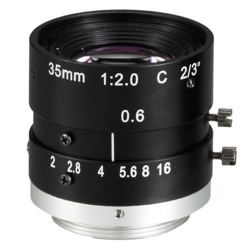 [97350] Banner Megapixel C-Mount 35 mm Lens; with Focus & Aperture Lock; Imager Size: 2/3 in - Metal Housing; Evetar (LCF35LEVMP)