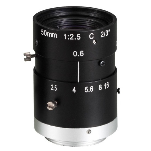 [97351] Banner Megapixel C-Mount 50 mm Lens; with Focus & Aperture Lock; Imager Size: 2/3 in - Metal Housing; Evetar (LCF50LEVMP)