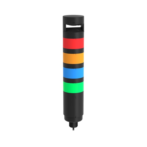 [97464] Banner TL70 Tower Light, Black Housing: 4-Color Audible Indicator; Voltage: 100-240 V ac; Environmental Rating: IP65; Colors: Blue Green Yellow Red; Supports 1-6 Modules; 2 m (6.5 ft) Integral Cable (TL70ZBGYRA)